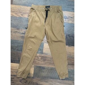 Denali Mens Tan Khaki Jogger Pants Elastic Waist Drawstring Size Medium Outdoor